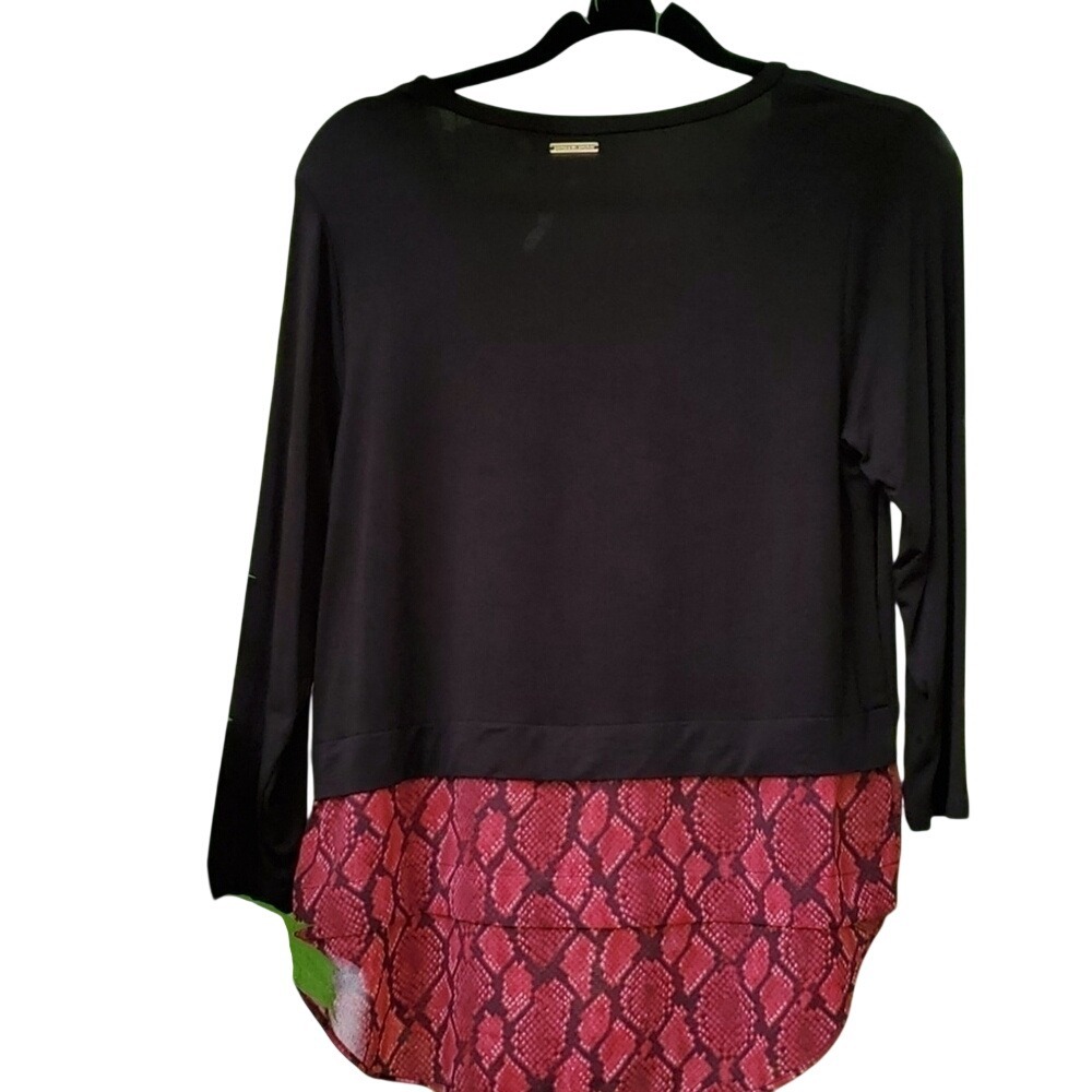 Michael Kors Black Snake Print Layered Tunic Top Womens Size S - Picture 5 of 7